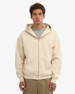 Organic Oversized Zip Hood - Ivory White