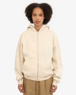Organic Oversized Zip Hood - Ivory White