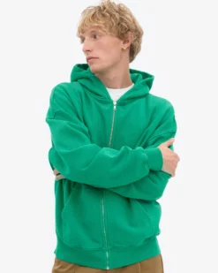 Organic Oversized Zip Hood - Kelly Green