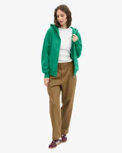Organic Oversized Zip Hood - Kelly Green