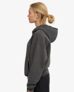 Organic Oversized Zip Hood - Lava Grey