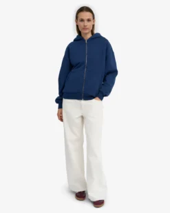 Organic Oversized Zip Hood - Marine Blue