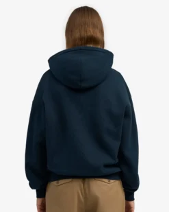 Organic Oversized Zip Hood - Navy Blue