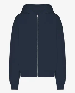 Organic Oversized Zip Hood - Navy Blue
