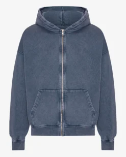 Organic Oversized Zip Hood - Neptune Blue