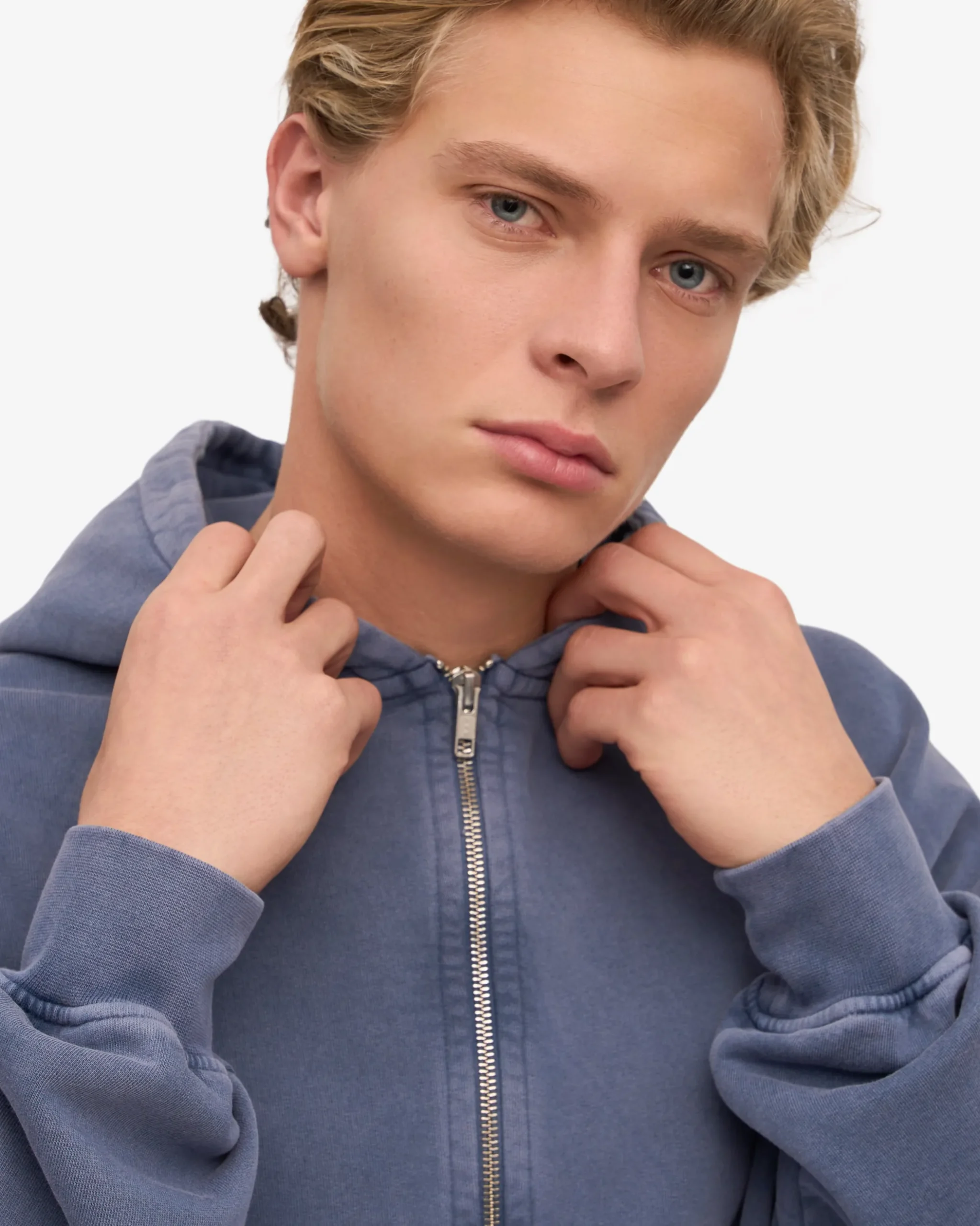 Organic Oversized Zip Hood - Neptune Blue