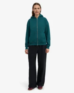Organic Oversized Zip Hood - Ocean Green