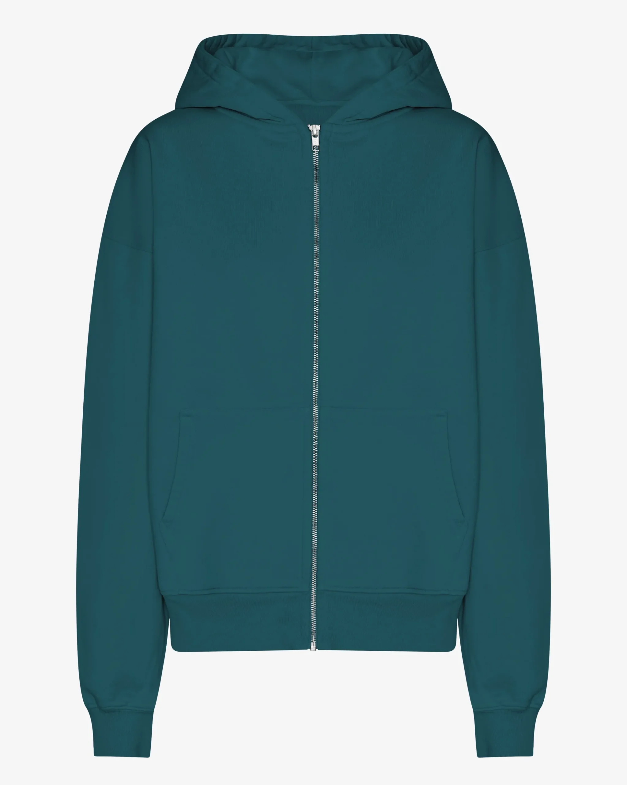 Organic Oversized Zip Hood - Ocean Green