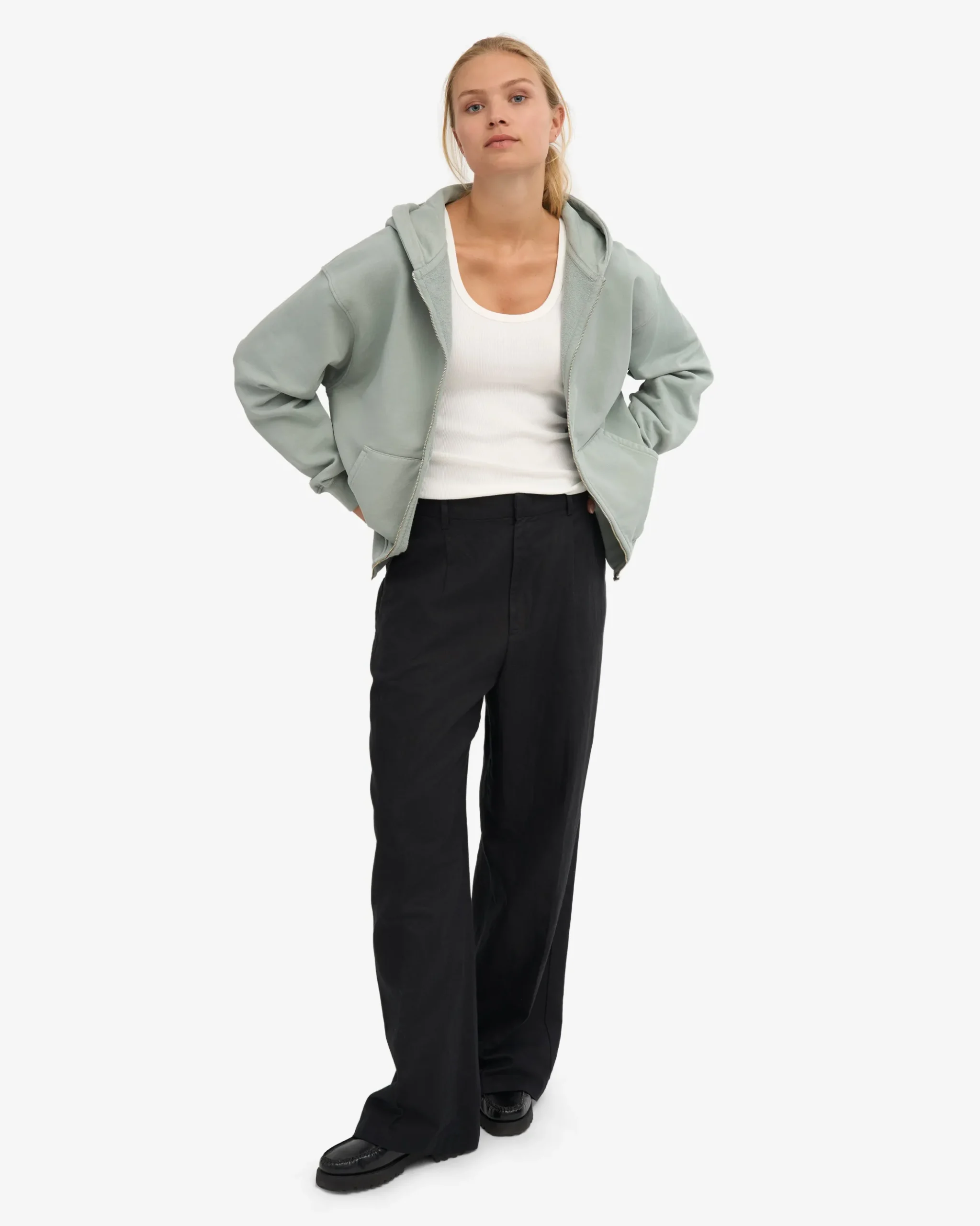 Organic Oversized Zip Hood - Optical White