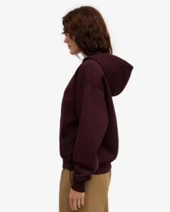 Organic Oversized Zip Hood - Oxblood Red