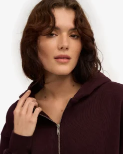 Organic Oversized Zip Hood - Oxblood Red