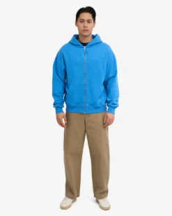 Organic Oversized Zip Hood - Pacific Blue