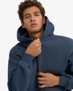 Organic Oversized Zip Hood - Petrol Blue