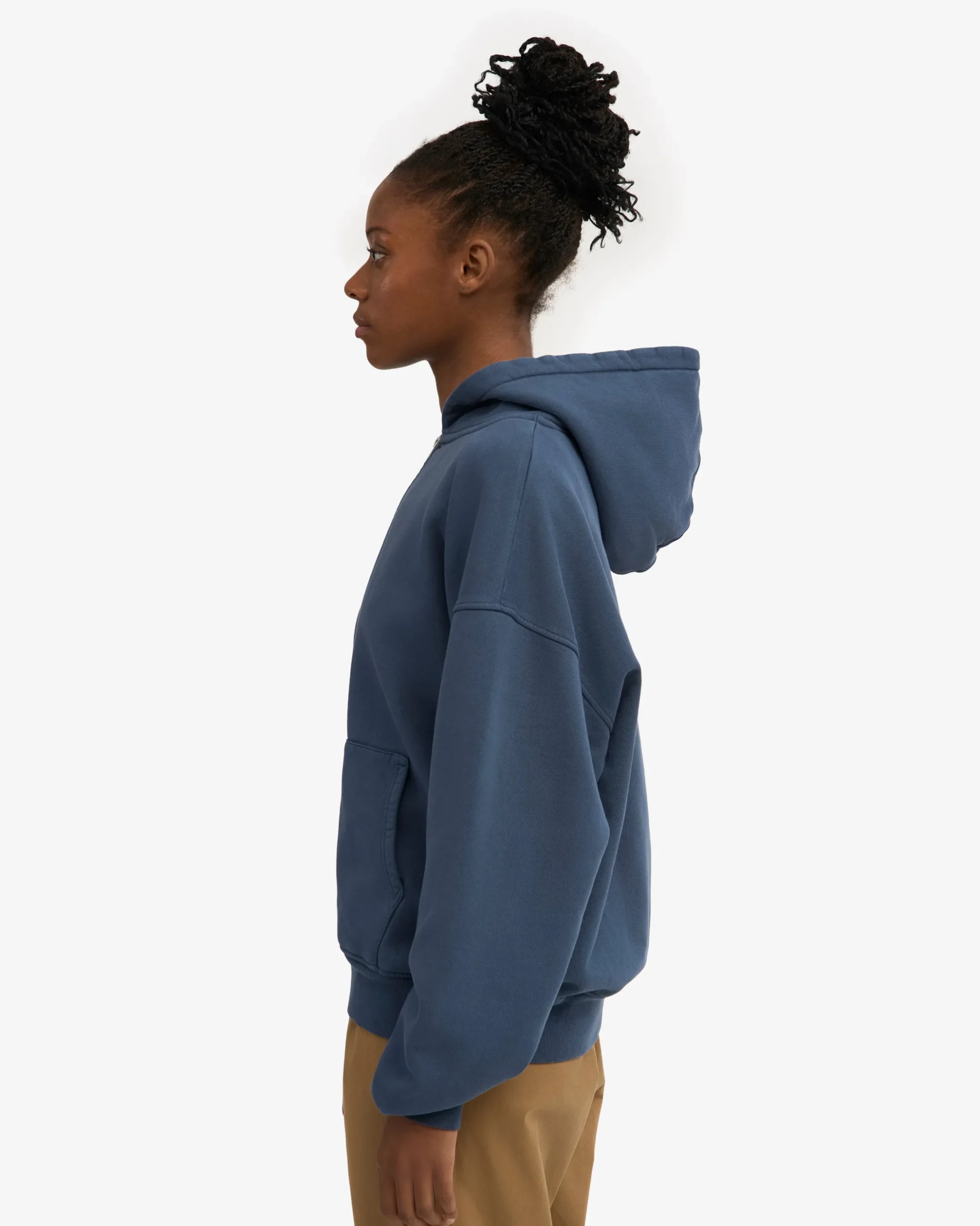Organic Oversized Zip Hood - Petrol Blue