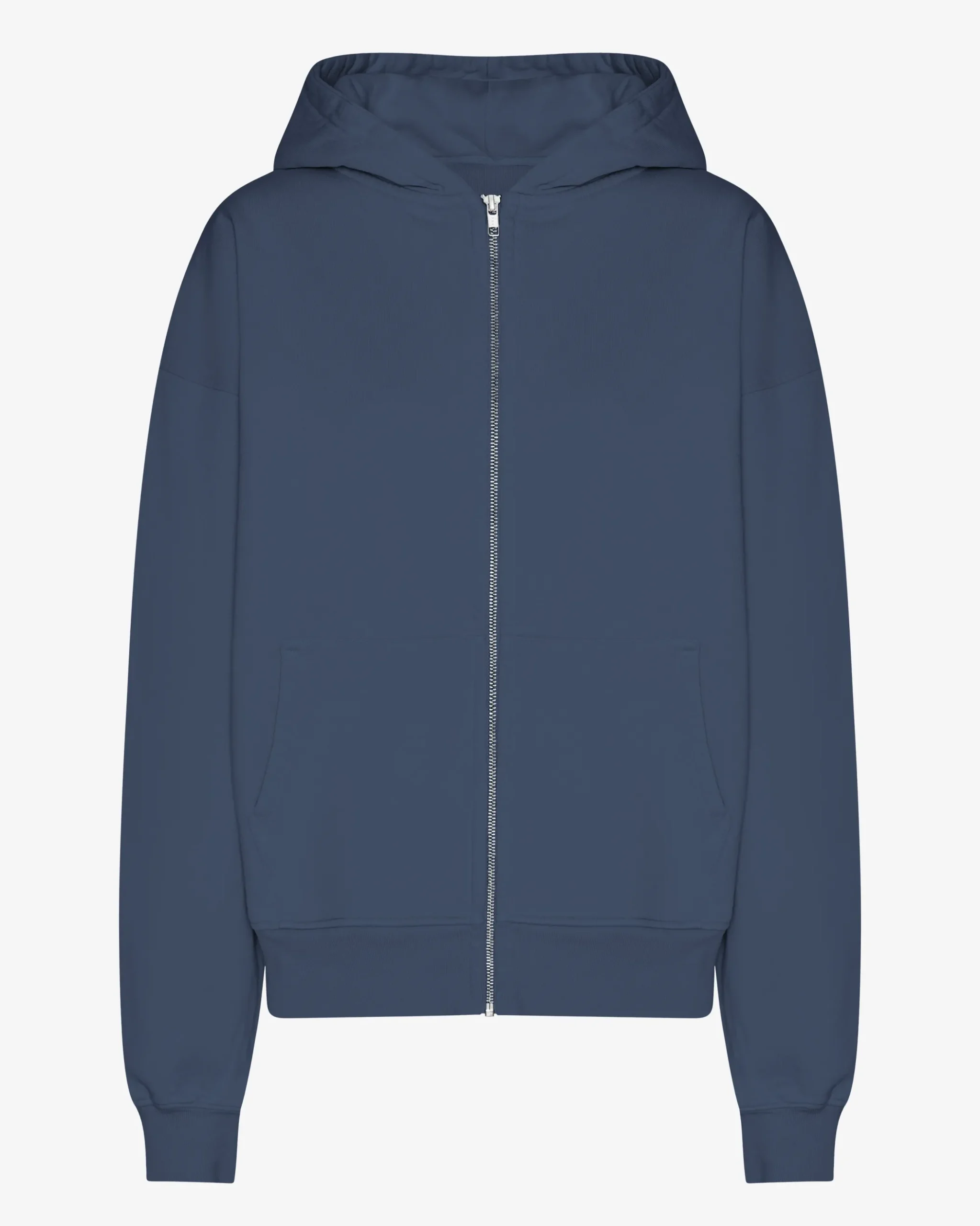 Organic Oversized Zip Hood - Petrol Blue
