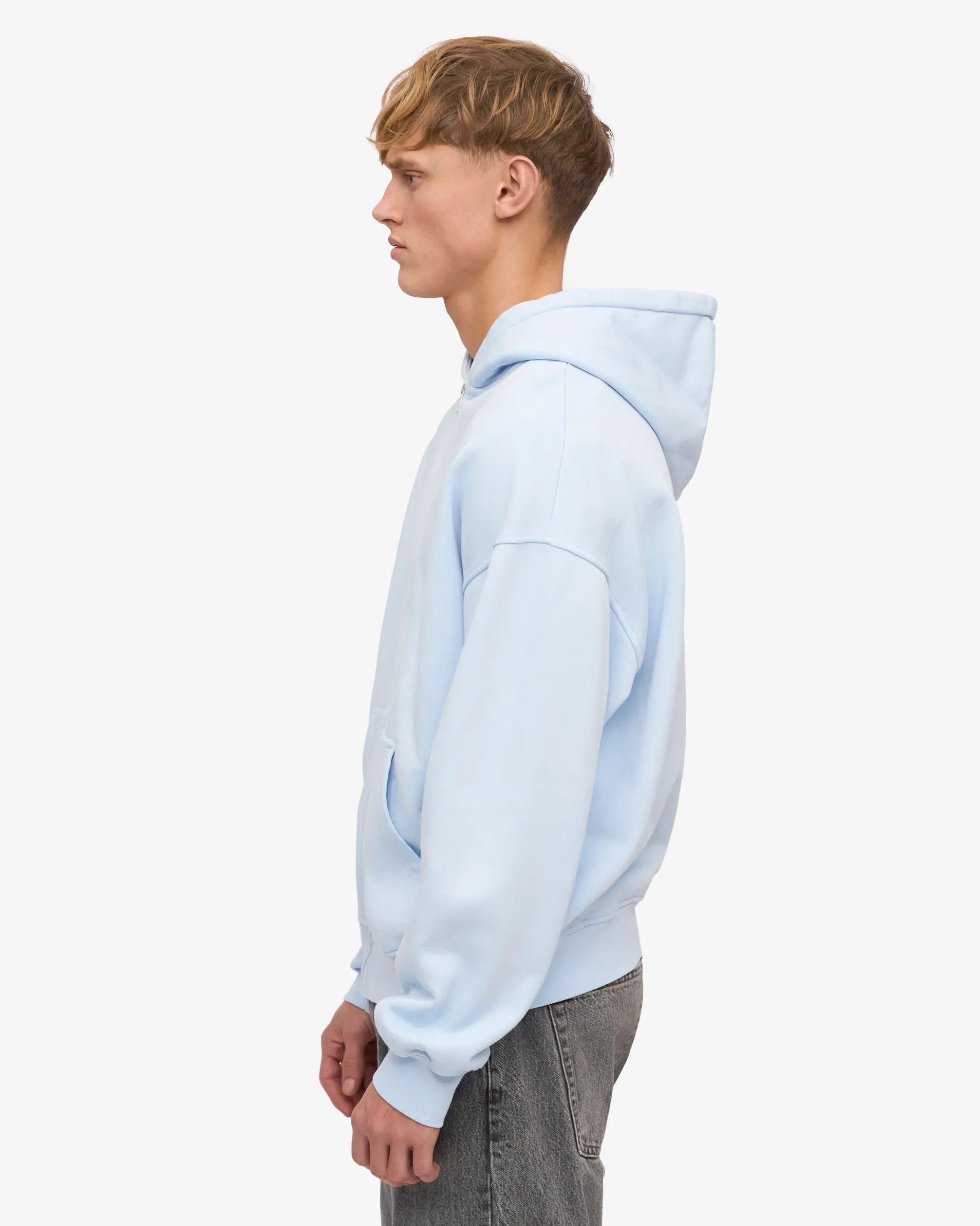 Organic Oversized Zip Hood - Polar Blue