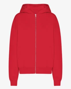 Organic Oversized Zip Hood - Scarlet Red