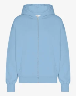 Organic Oversized Zip Hood - Seaside Blue