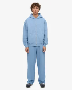 Organic Oversized Zip Hood - Seaside Blue