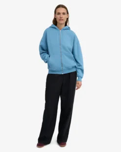 Organic Oversized Zip Hood - Seaside Blue