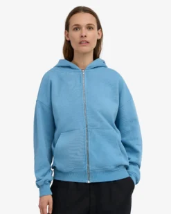Organic Oversized Zip Hood - Seaside Blue
