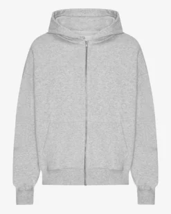 Organic Oversized Zip Hood - Snow Melange