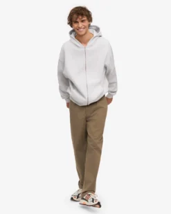 Organic Oversized Zip Hood - Snow Melange