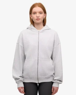 Organic Oversized Zip Hood - Snow Melange