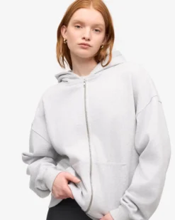 Organic Oversized Zip Hood - Snow Melange