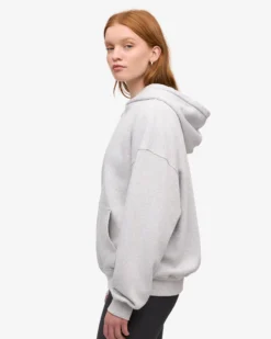 Organic Oversized Zip Hood - Snow Melange