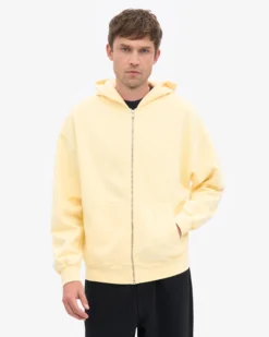 Organic Oversized Zip Hood - Soft Yellow
