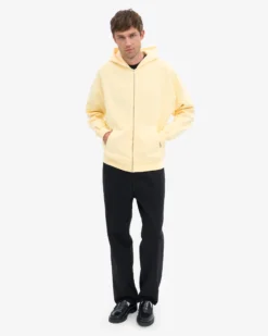 Organic Oversized Zip Hood - Soft Yellow