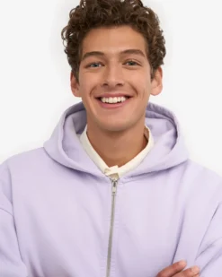 Organic Oversized Zip Hood - Soft Lavender