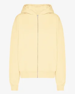 Organic Oversized Zip Hood - Soft Yellow