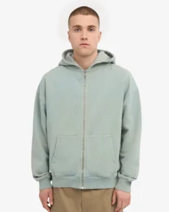 Organic Oversized Zip Hood - Steel Blue