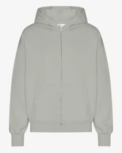 Organic Oversized Zip Hood - Steel Blue