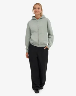 Organic Oversized Zip Hood - Steel Blue