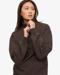 Organic Quarter Zip - Coffee Brown
