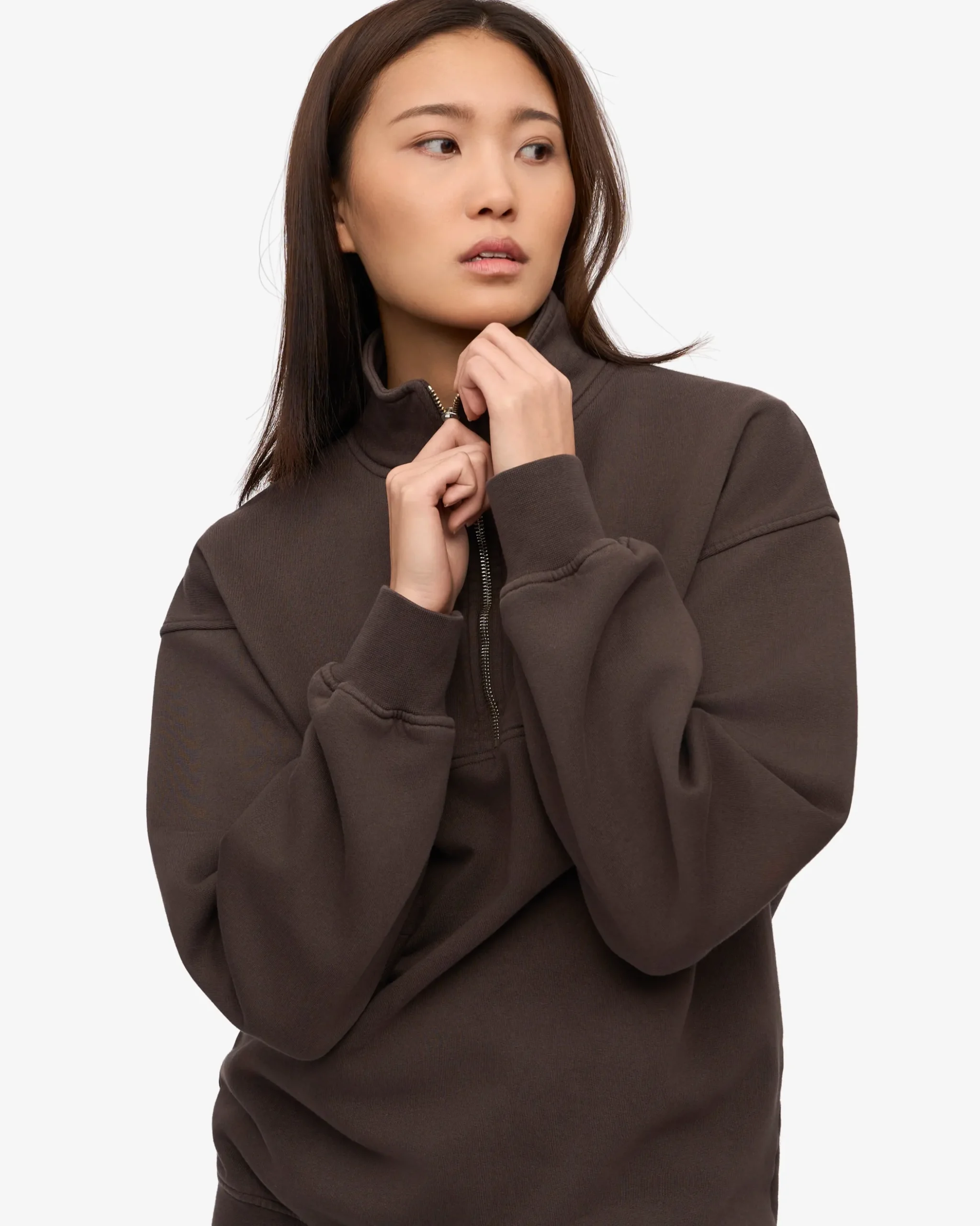 Organic Quarter Zip - Coffee Brown