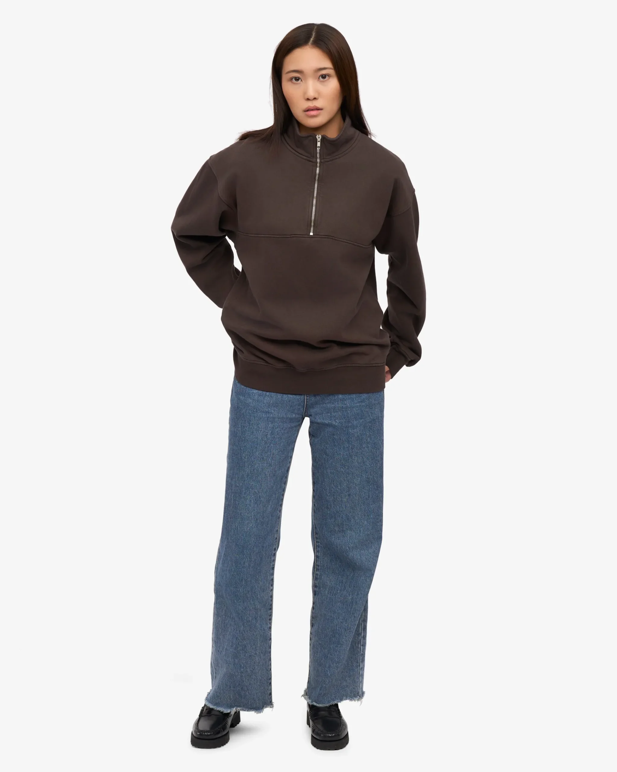 Organic Quarter Zip - Coffee Brown