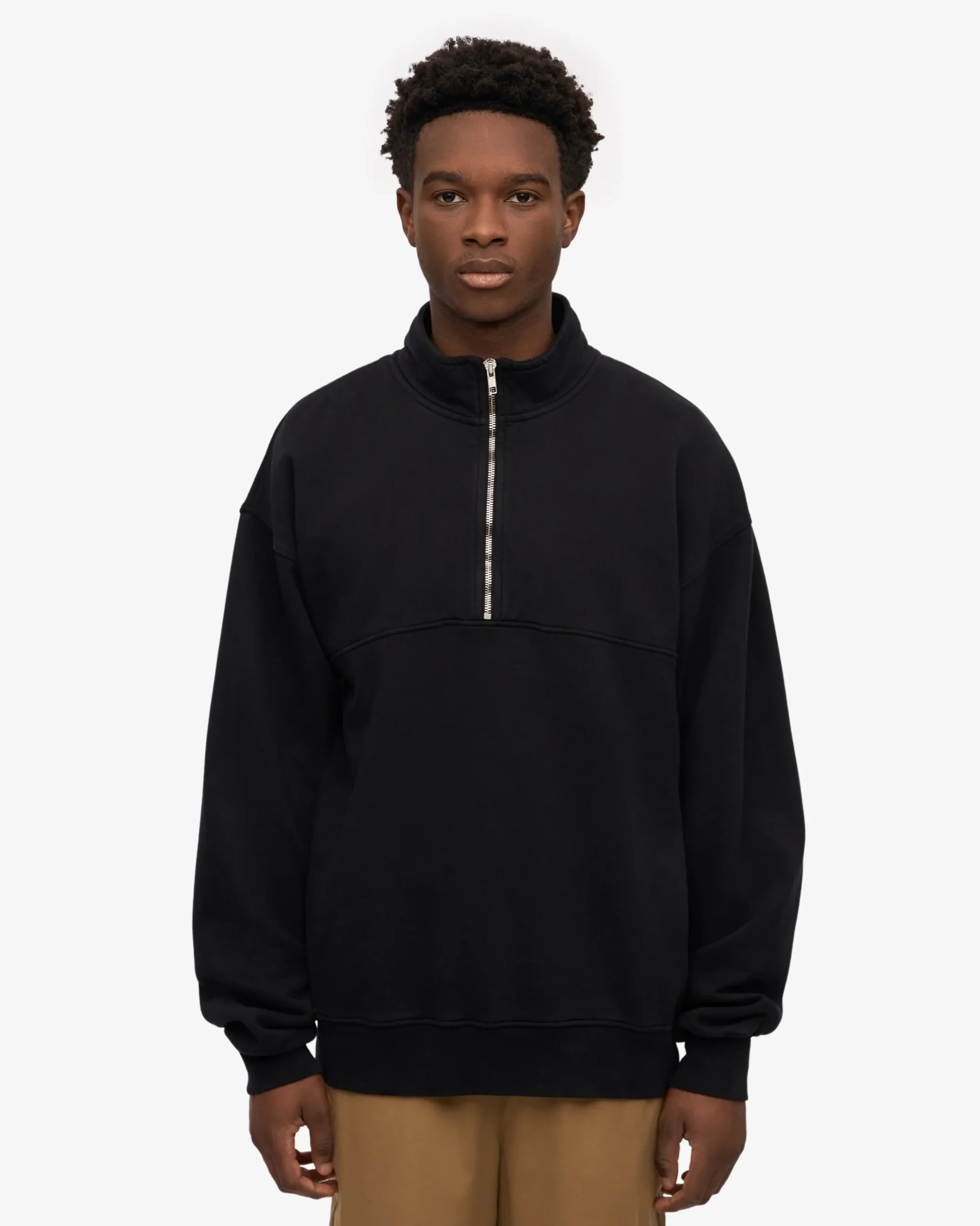 Organic Quarter Zip - Deep Black