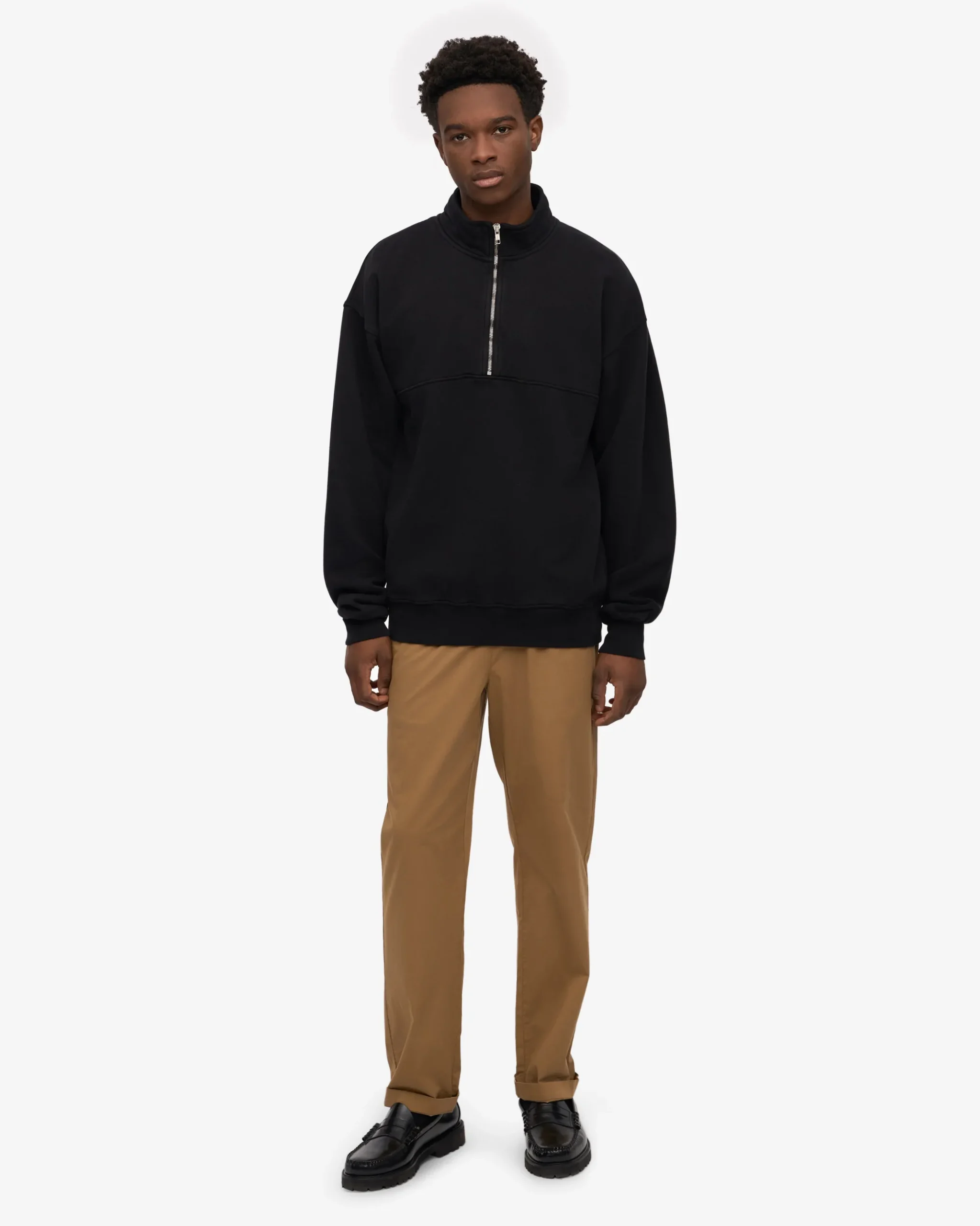 Organic Quarter Zip - Deep Black