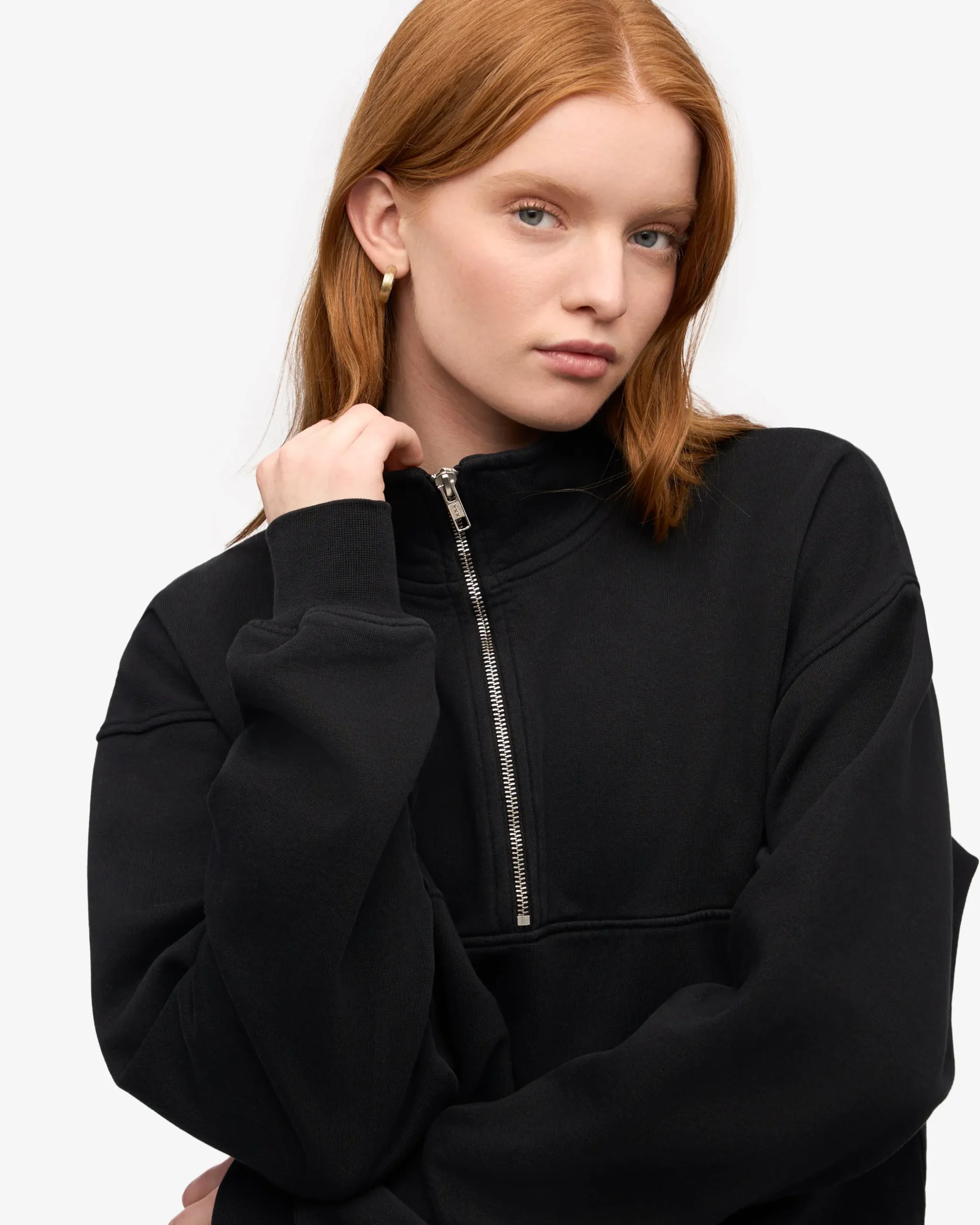 Organic Quarter Zip - Deep Black