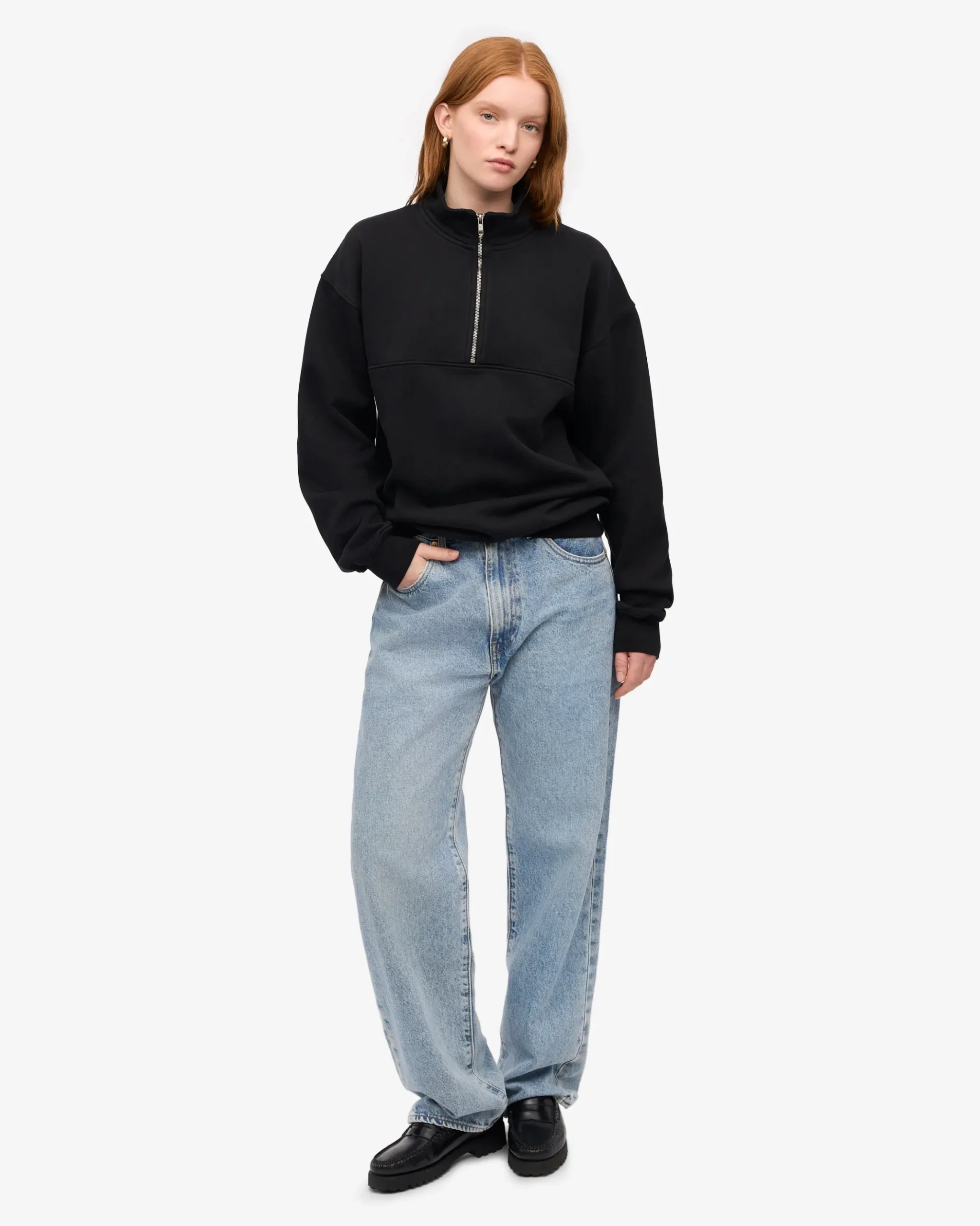 Organic Quarter Zip - Deep Black