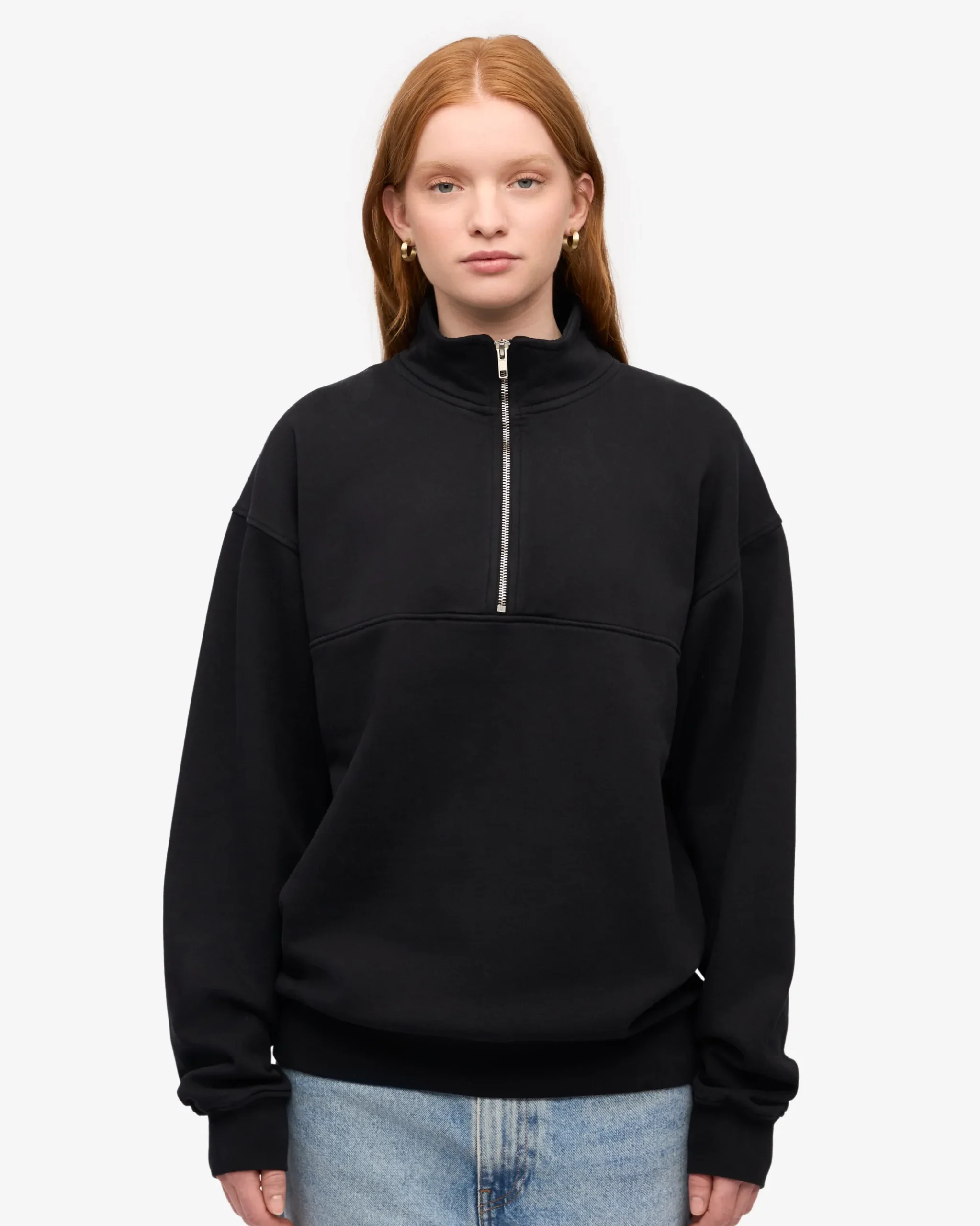 Organic Quarter Zip - Deep Black