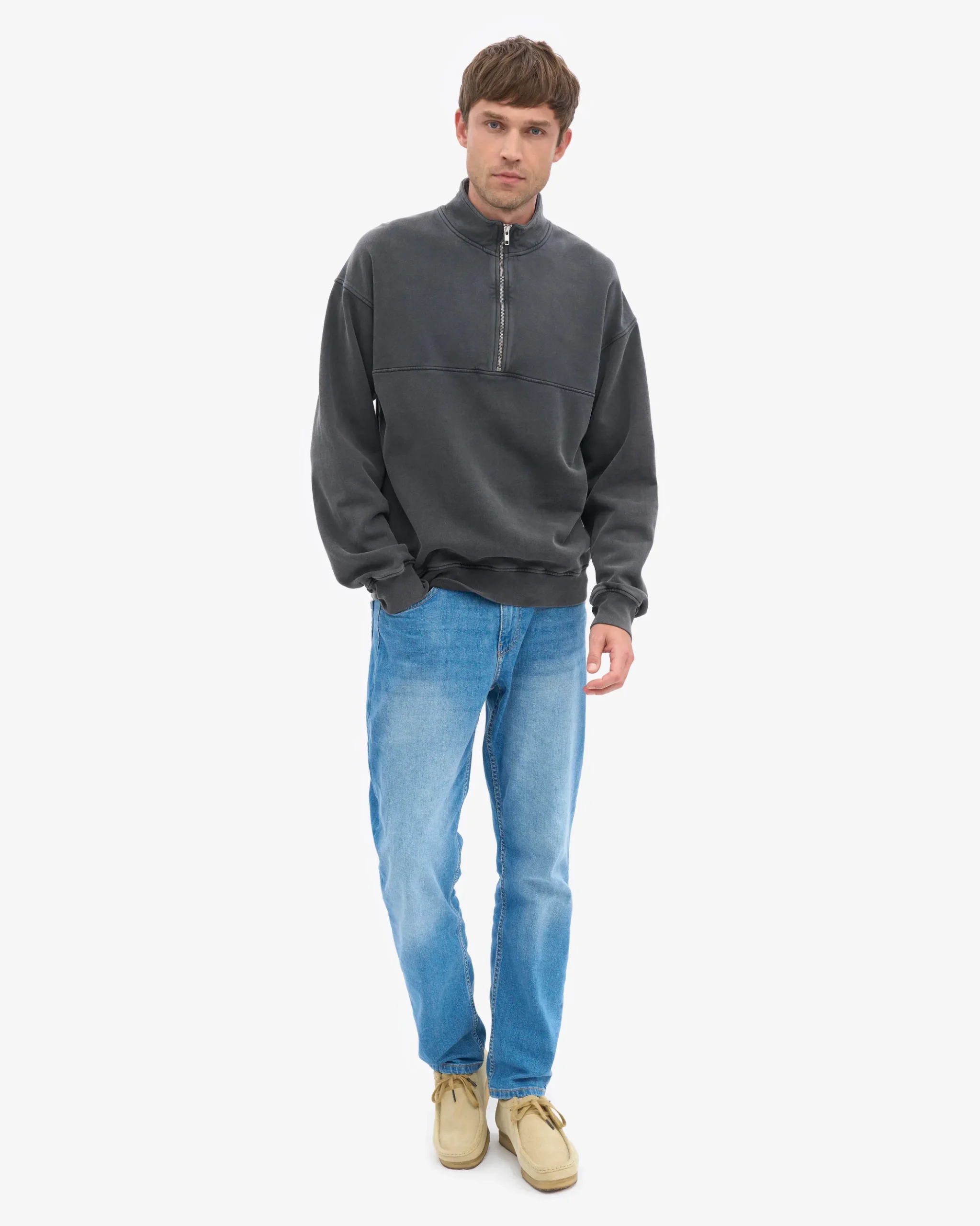 Organic Quarter Zip - Faded Black