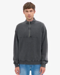 Organic Quarter Zip - Faded Black