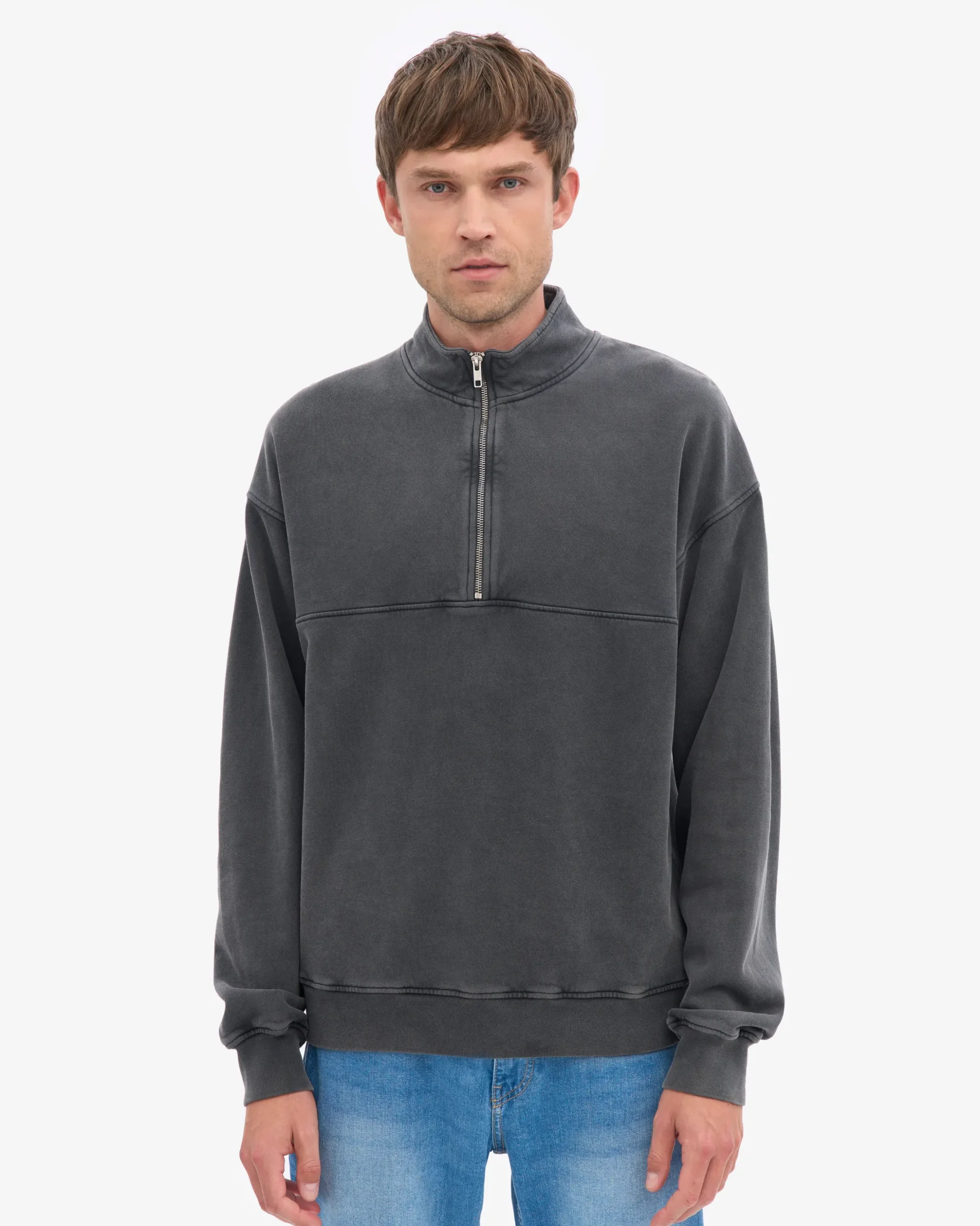 Organic Quarter Zip - Faded Black
