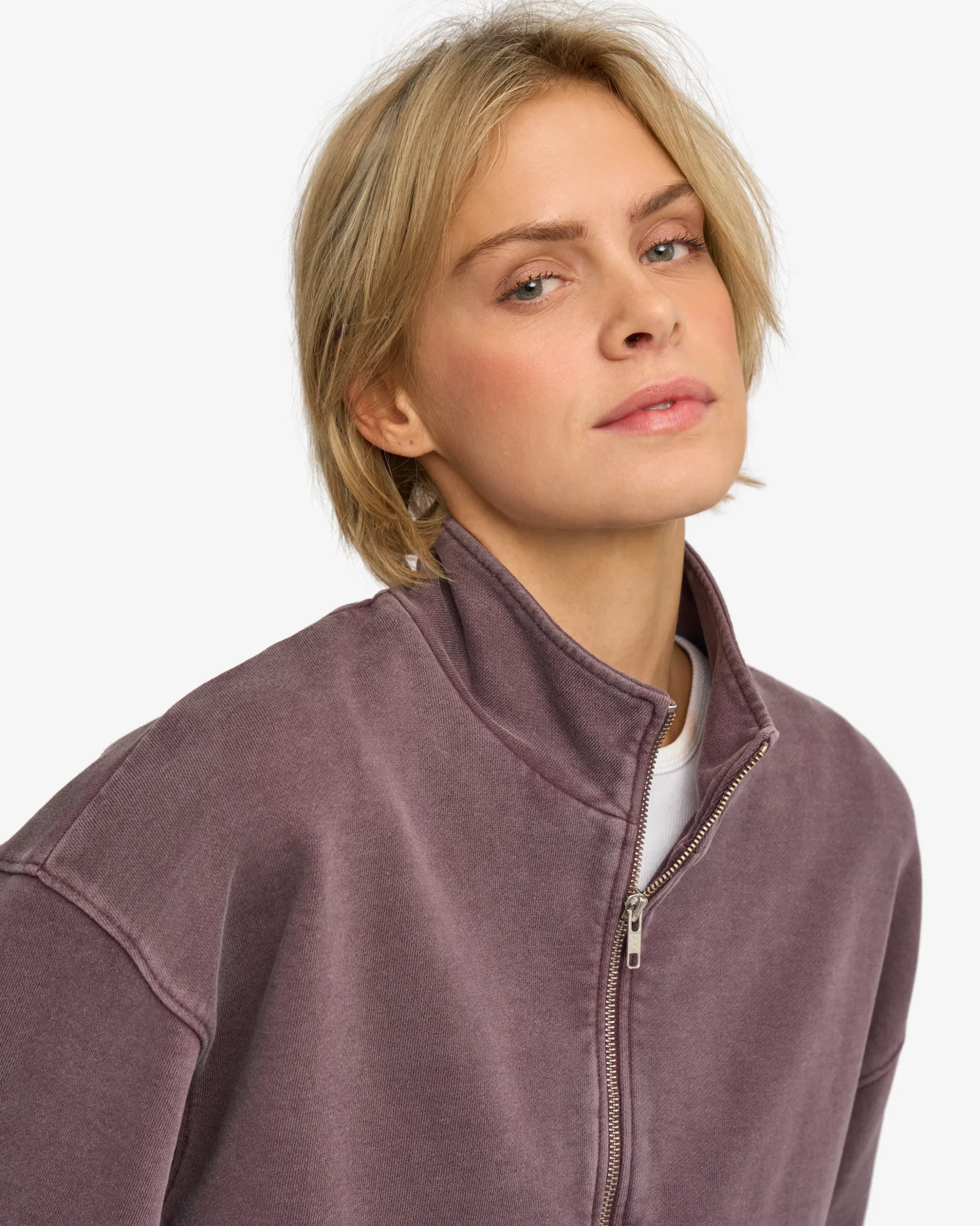 Organic Quarter Zip - Faded Grape