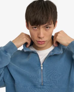 Organic Quarter Zip - Faded Indigo